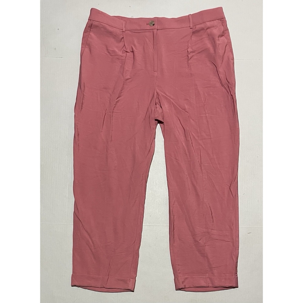 LOFT NWT Women's Slim Ankle Pants XL Pink Pull-On Elastic Waist Cropped Cuffed